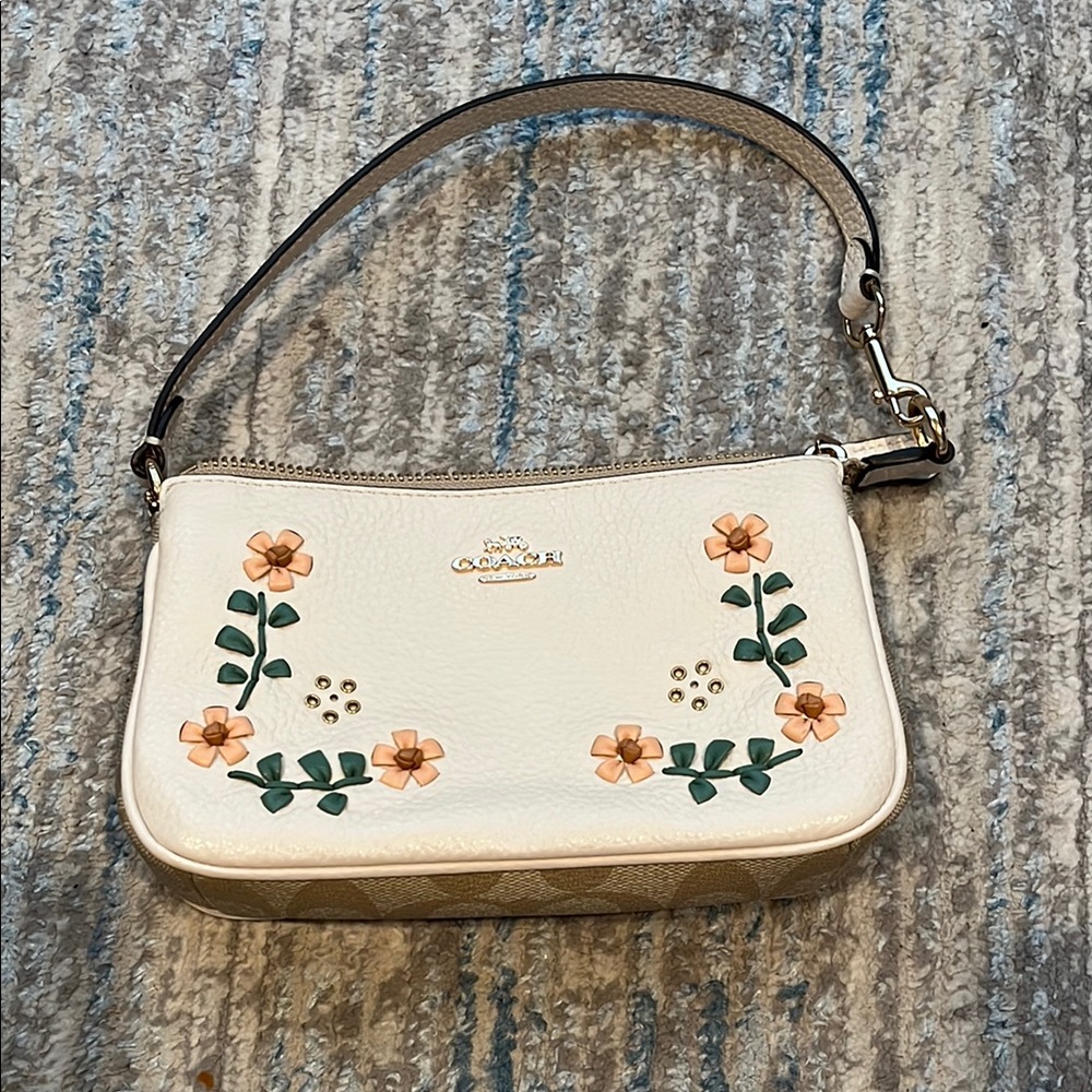 Coach Cream Floral Wristlet